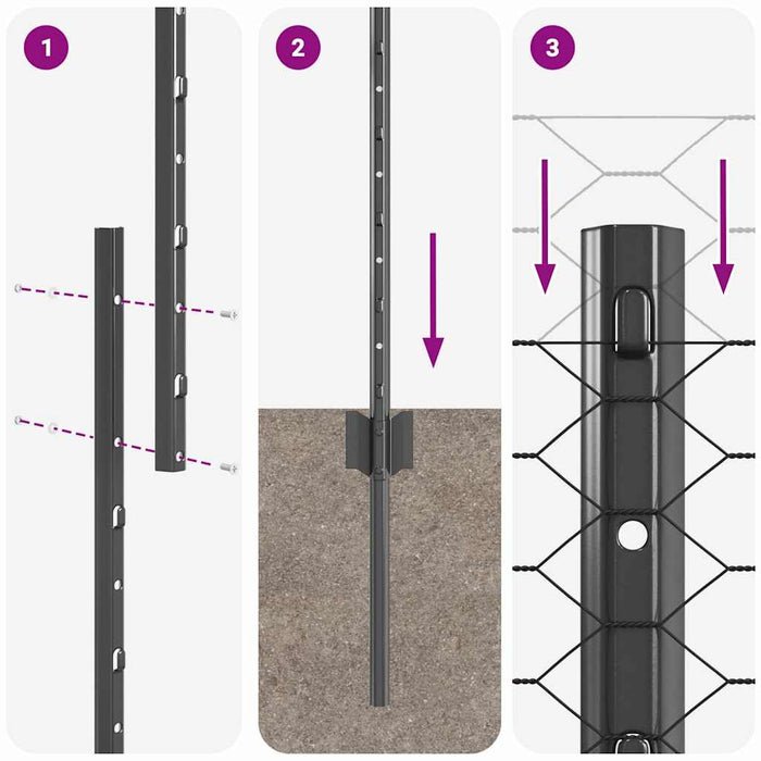 Gard cu Stâlp Gri 1,2 x 50 m Oțel și PVC - WALTI WALTI