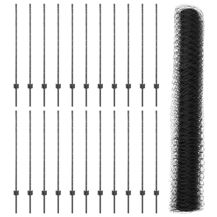 Gard cu Stâlp Gri 1,2 x 50 m Oțel și PVC - WALTI WALTI