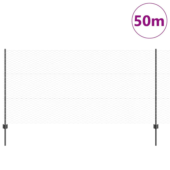 Gard cu Stâlp Gri 1,2 x 50 m Oțel și PVC - WALTI WALTI