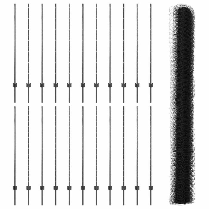Gard cu Stâlp Gri 1,4 x 50 m Oțel și PVC - WALTI WALTI