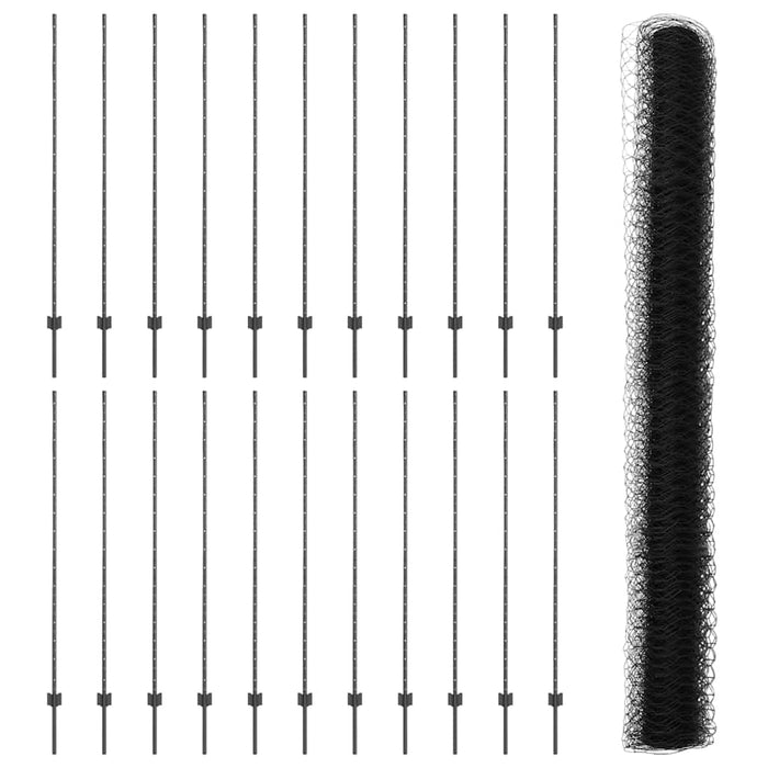 Gard cu Stâlp Gri 1,5 x 50 m Oțel și PVC - WALTI WALTI