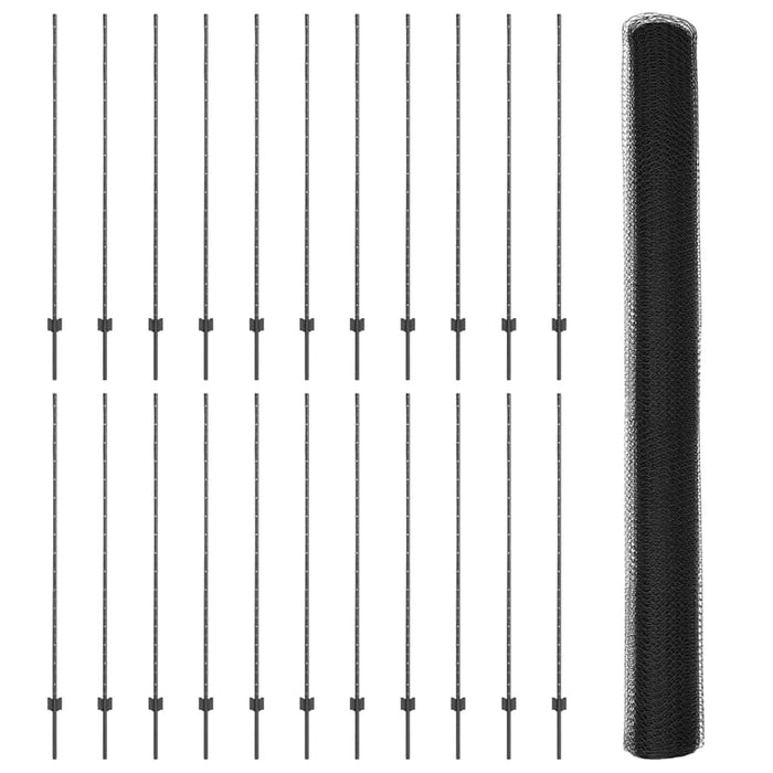 Gard cu Stâlp Gri 1,6 x 50 m Oțel și PVC - WALTI WALTI