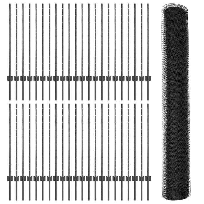 Gard cu Stâlp Gri 1 x 100 m Oțel și PVC - WALTI WALTI