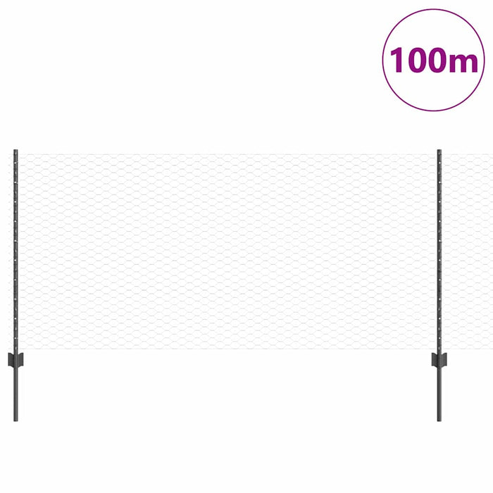 Gard cu Stâlp Gri 1 x 100 m Oțel și PVC - WALTI WALTI
