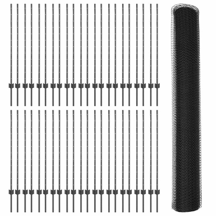 Gard cu Stâlp Gri 1,2 x 100 m Oțel și PVC - WALTI WALTI