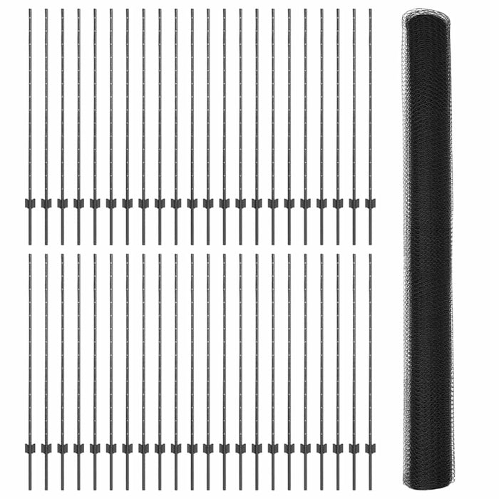 Gard cu Stâlp Gri 1,4 x 100 m Oțel și PVC - WALTI WALTI