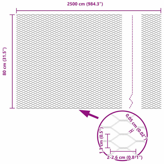Gard cu Stâlp Argintiu 0,8 x 25 m Oțel - WALTI WALTI