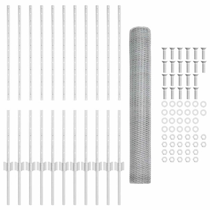 Gard cu Stâlp Argintiu 1 x 25 m Oțel - WALTI WALTI