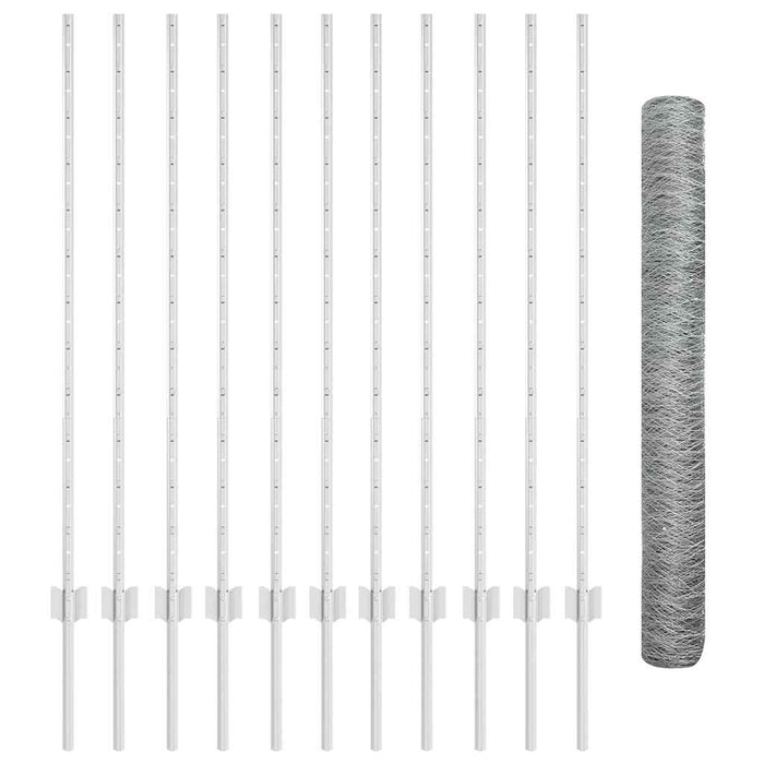 Gard cu Stâlp Argintiu 1,2 x 25 m Oțel - WALTI WALTI