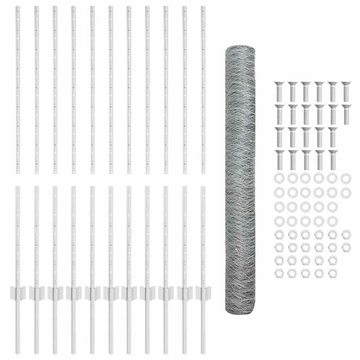 Gard cu Stâlp Argintiu 1,2 x 25 m Oțel - WALTI WALTI