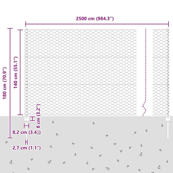 Gard cu Stâlp Argintiu 1,4 x 25 m Oțel - WALTI WALTI