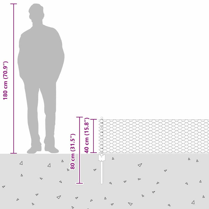 Gard cu Stâlp Argintiu 0,4 x 50 m Oțel - WALTI WALTI