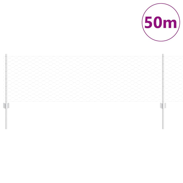 Gard cu Stâlp Argintiu 0,6 x 50 m Oțel - WALTI WALTI