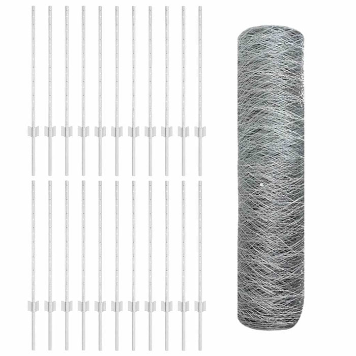 Gard cu Stâlp Argintiu 0,8 x 50 m Oțel - WALTI WALTI
