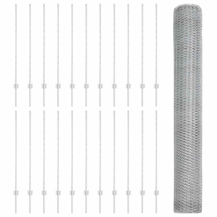 Gard cu Stâlp Argintiu 1,2 x 50 m Oțel - WALTI WALTI
