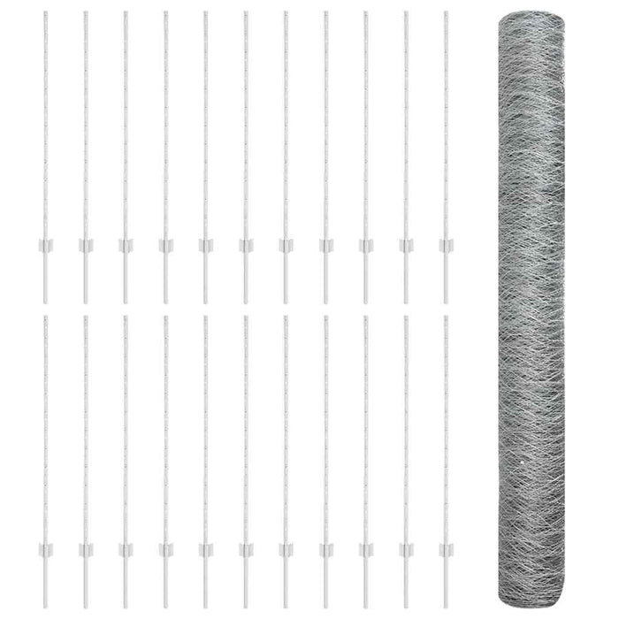 Gard cu Stâlp Argintiu 1,2 x 50 m Oțel - WALTI WALTI