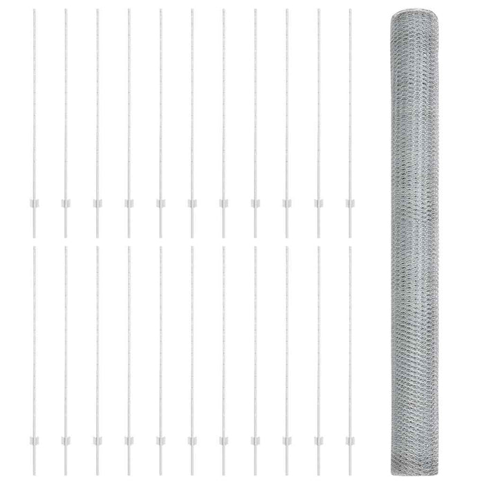 Gard cu Stâlp Argintiu 1,5 x 50 m Oțel - WALTI WALTI