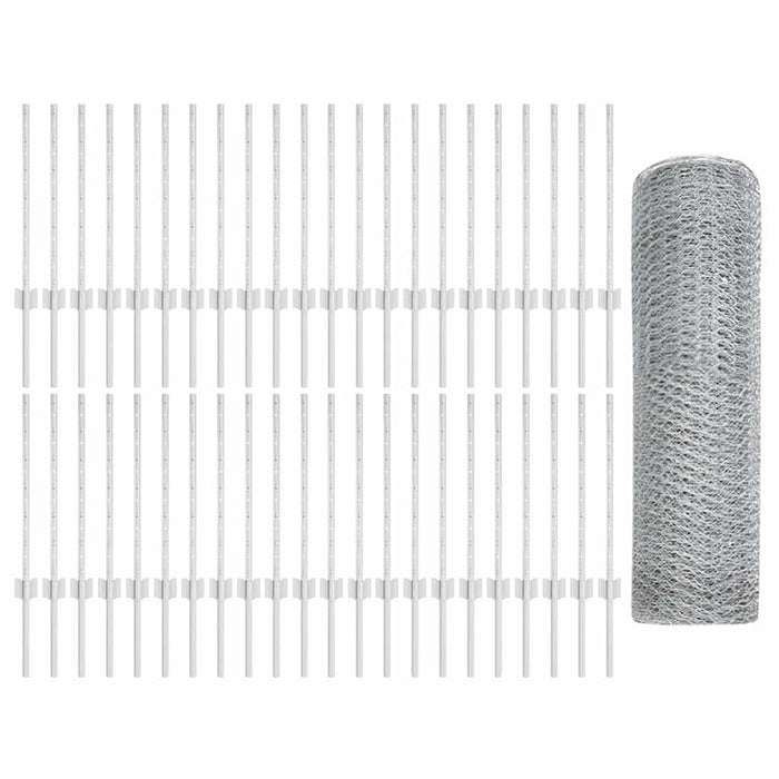 Gard hexagonal cu stâlp 100 x 0,6 m Oțel Galvanizat Argintiu WALTI