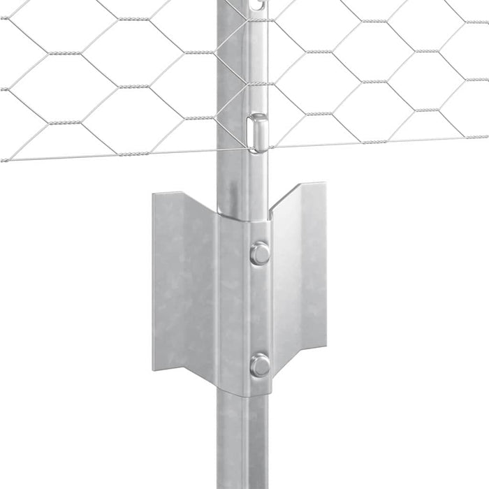 Gard hexagonal cu stâlp 100 x 0,8 m Oțel Galvanizat Argintiu WALTI
