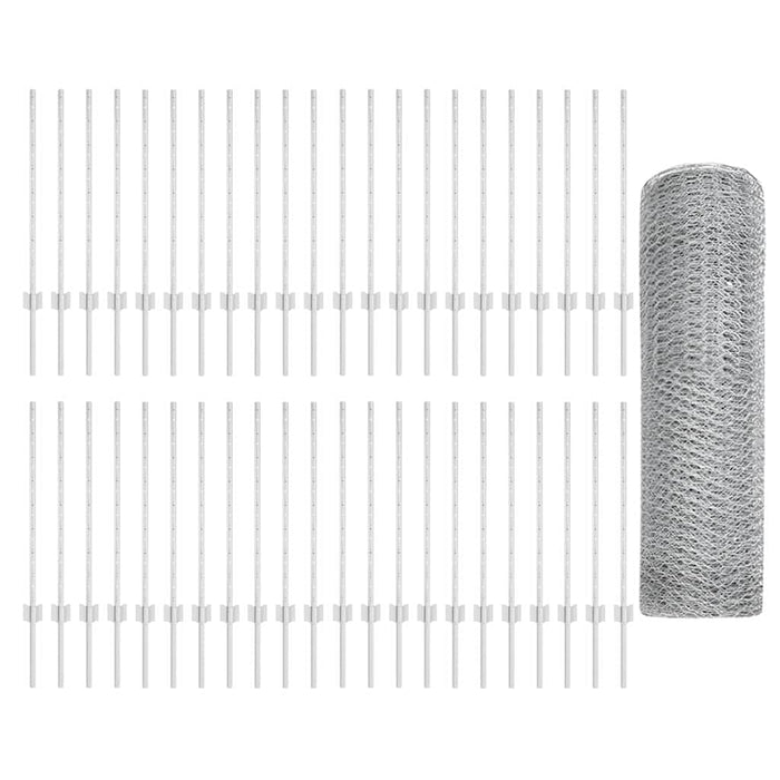 Gard hexagonal cu stâlp 100 x 0,8 m Oțel Galvanizat Argintiu WALTI