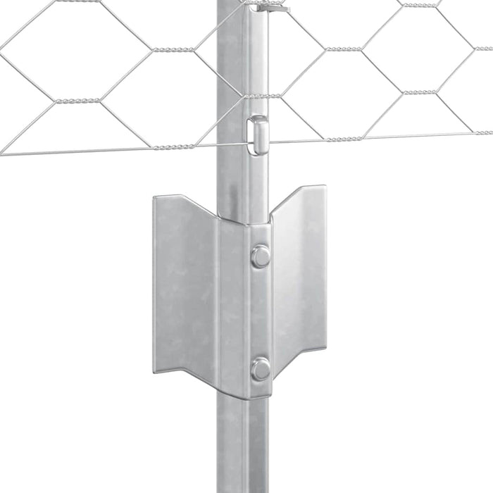 Gard hexagonal cu stâlp 100 x 0,8 m Oțel Galvanizat Argintiu WALTI