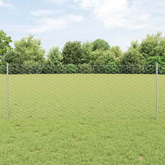 Gard hexagonal cu stâlp 100 x 0,8 m Oțel Galvanizat Argintiu WALTI