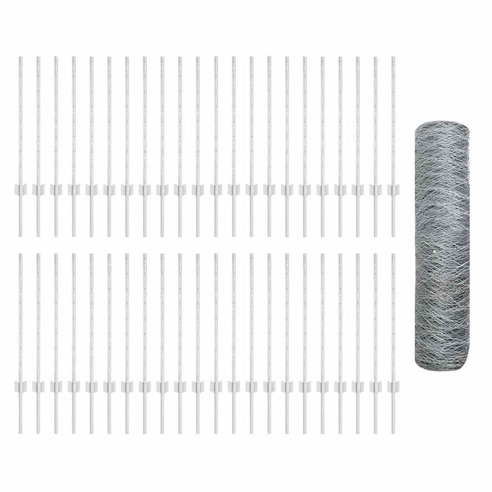 Gard hexagonal cu stâlp 100 x 0,8 m Oțel Galvanizat Argintiu WALTI