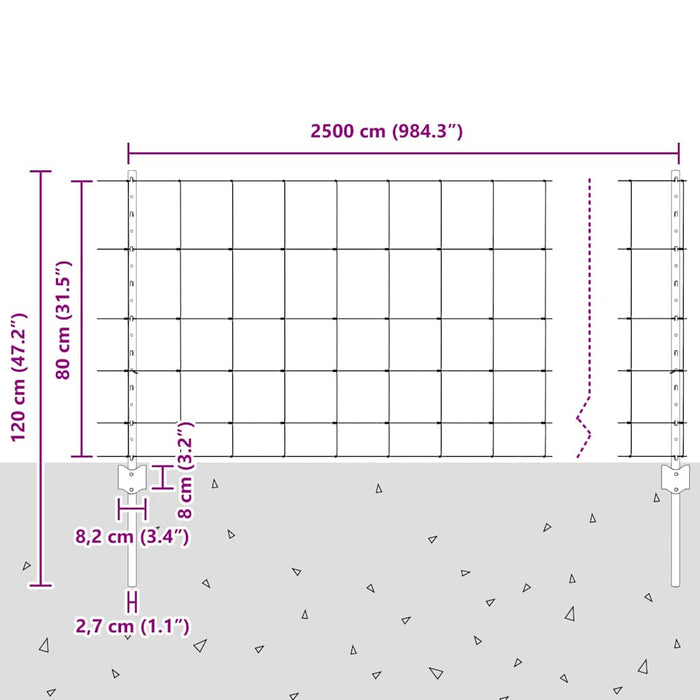 Gard cu Stâlp Argintiu 0,8 x 25 m Oțel - WALTI WALTI