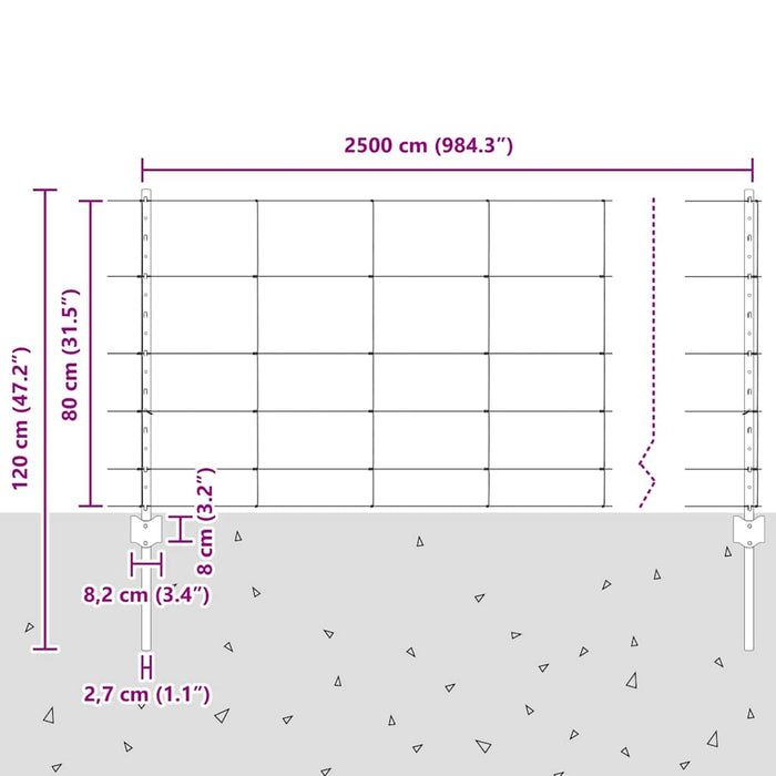 Gard cu Stâlp Argintiu 0,8 x 25 m Oțel - WALTI WALTI