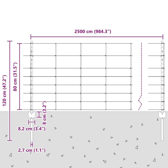 Gard cu Stâlp Argintiu 0,8 x 25 m Oțel - WALTI WALTI