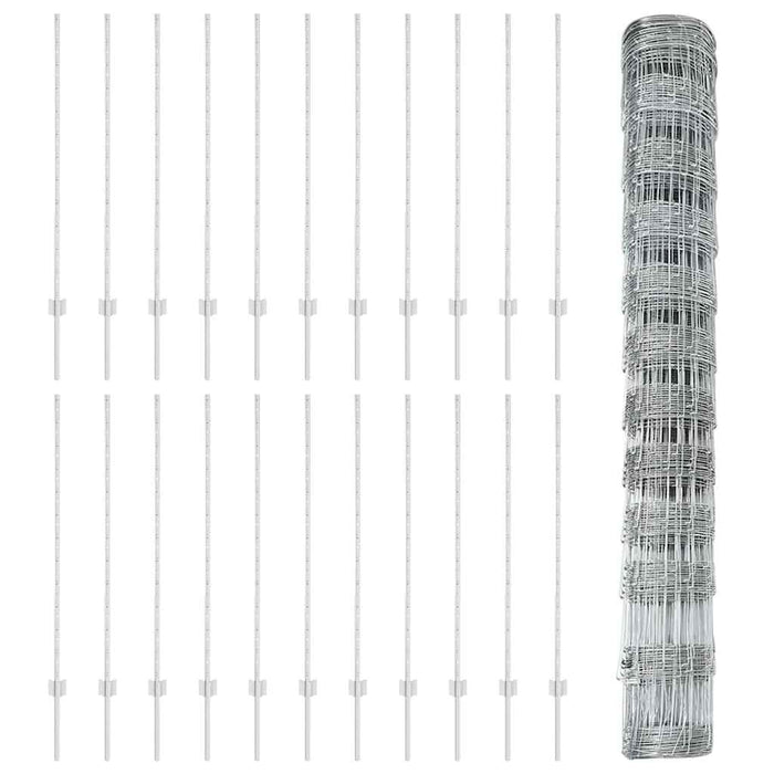 Gard cu Stâlp Argintiu 1,2 x 50 m Oțel - WALTI WALTI