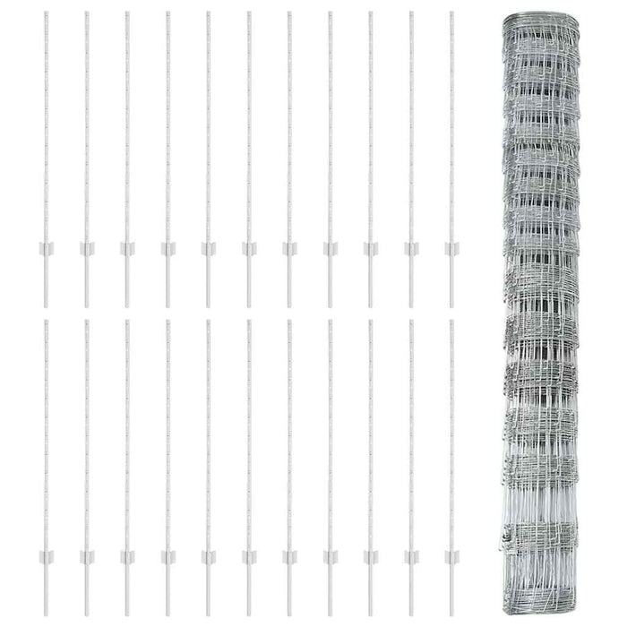 Gard cu Stâlp Argintiu 1,2 x 50 m Oțel - WALTI WALTI