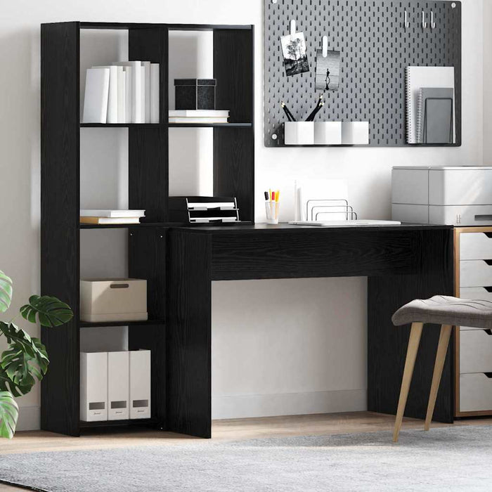 Birou cu raft Stejar negru 138.5 x 55 x 143 cm Lemn compozit - WALTI WALTI