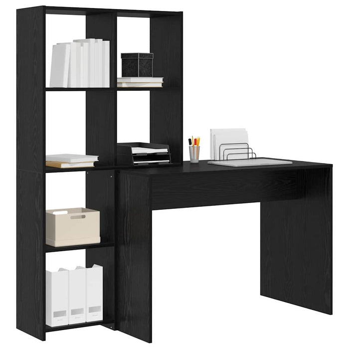 Birou cu raft Stejar negru 138.5 x 55 x 143 cm Lemn compozit - WALTI WALTI