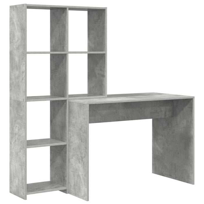 Birou cu raft Gri beton 138.5 x 55 x 143 cm Lemn compozit - WALTI WALTI