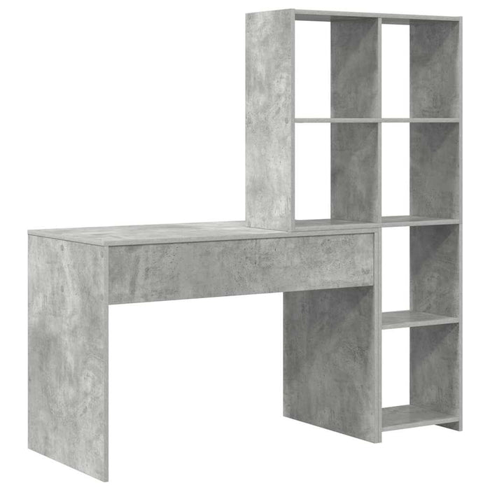 Birou cu raft Gri beton 138.5 x 55 x 143 cm Lemn compozit - WALTI WALTI