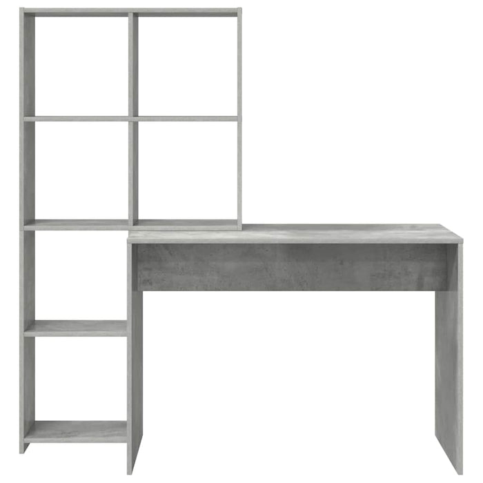 Birou cu raft Gri beton 138.5 x 55 x 143 cm Lemn compozit - WALTI WALTI
