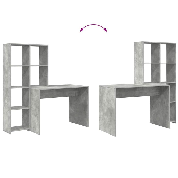 Birou cu raft Gri beton 138.5 x 55 x 143 cm Lemn compozit - WALTI WALTI
