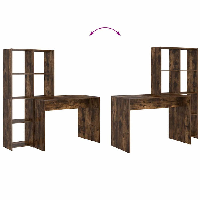 Birou cu raft Stejar afumat 138.5 x 55 x 143 cm Lemn compozit - WALTI WALTI
