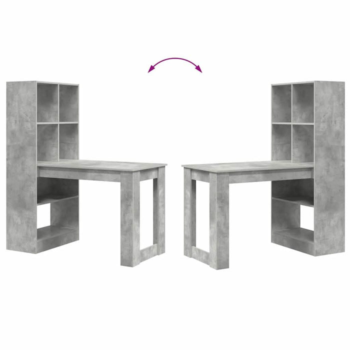 Birou cu raft Gri din beton 122 x 67 x 145 cm Lemn compozit - WALTI WALTI