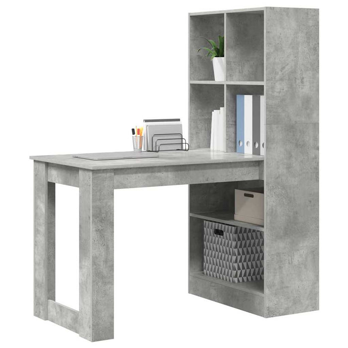 Birou cu raft Gri din beton 122 x 67 x 145 cm Lemn compozit - WALTI WALTI