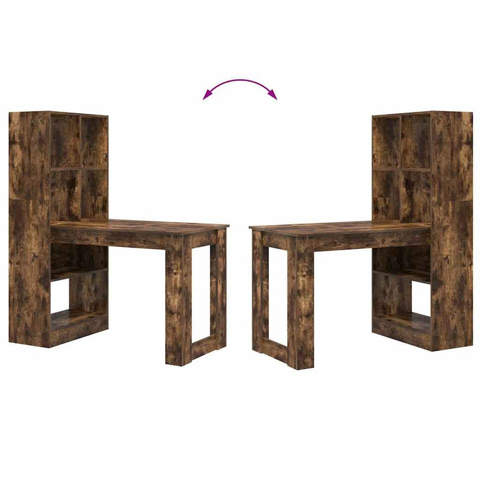 Birou cu raft Stejar afumat 122 x 67 x 145 cm Lemn compozit - WALTI WALTI