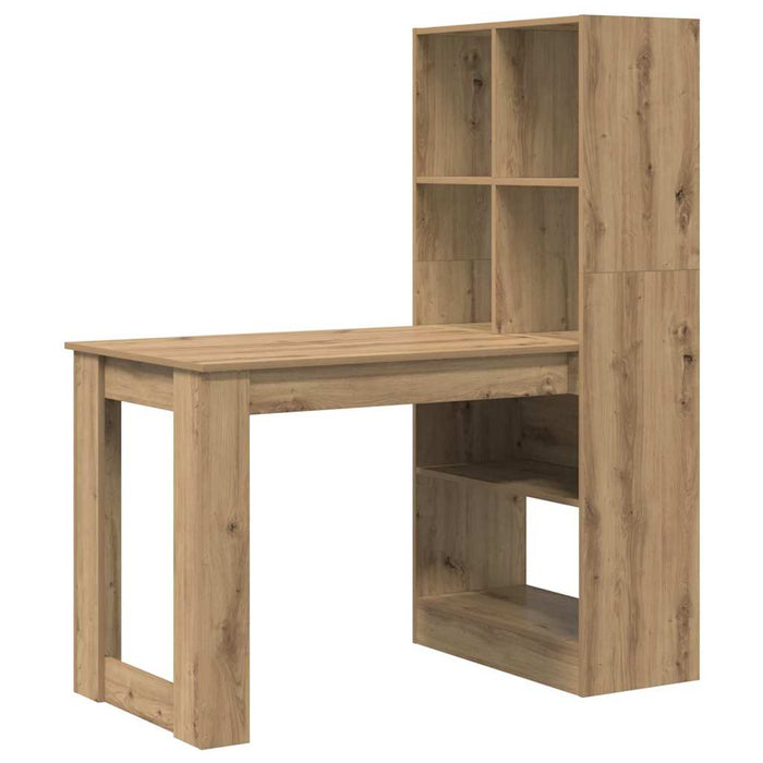 Birou cu raft stejar artizanal 122 x 67 x 145 cm Lemn compozit - WALTI WALTI
