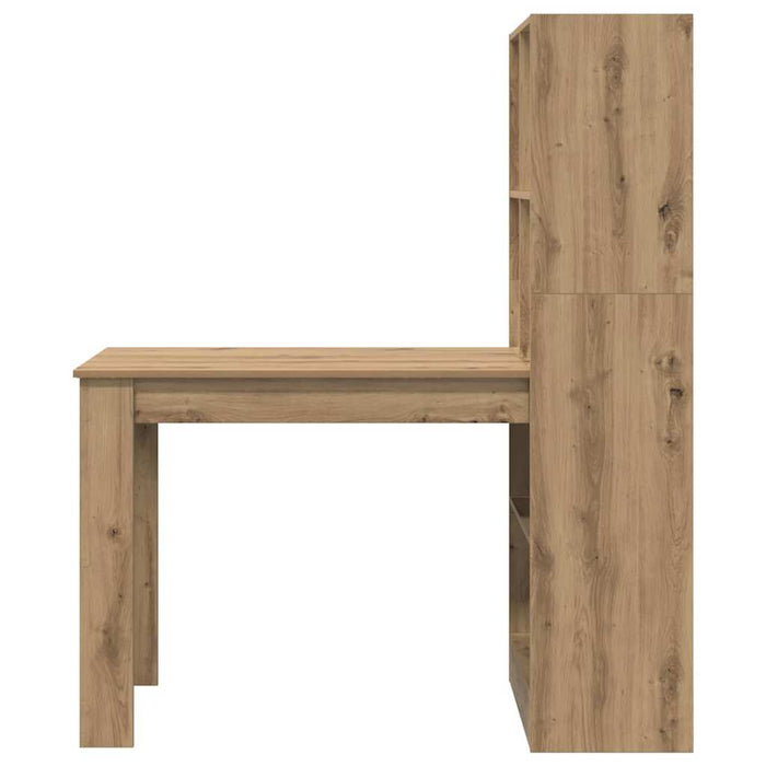 Birou cu raft stejar artizanal 122 x 67 x 145 cm Lemn compozit - WALTI WALTI