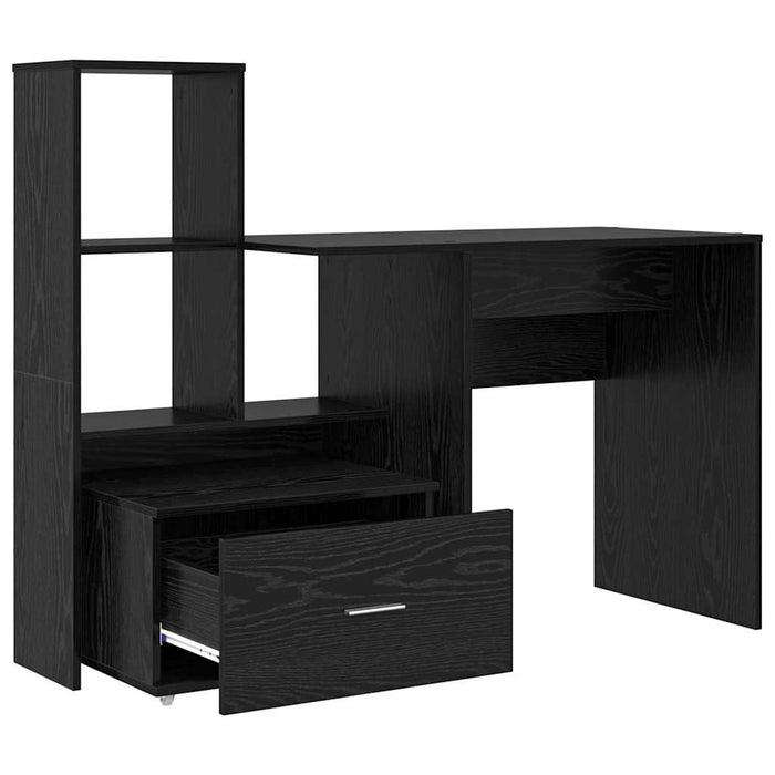 Birou cu raft Stejar negru 131.5 x 50 x 106.5 cm Lemn compozit - WALTI WALTI