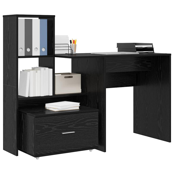 Birou cu raft Stejar negru 131.5 x 50 x 106.5 cm Lemn compozit - WALTI WALTI