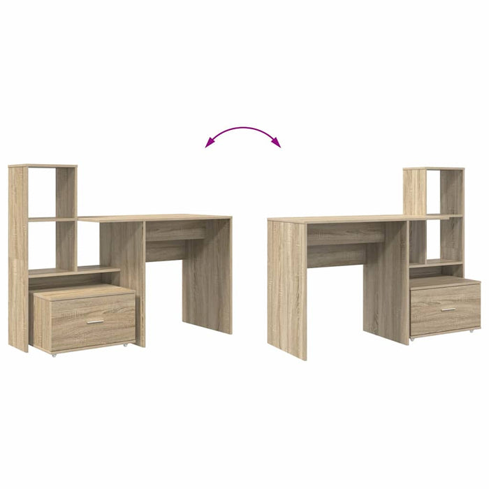 Birou cu raft Stejar sonoma 131.5 x 50 x 106.5 cm Lemn compozit - WALTI WALTI