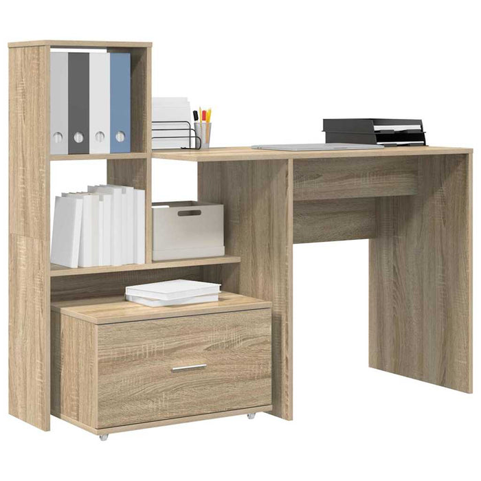 Birou cu raft Stejar sonoma 131.5 x 50 x 106.5 cm Lemn compozit - WALTI WALTI