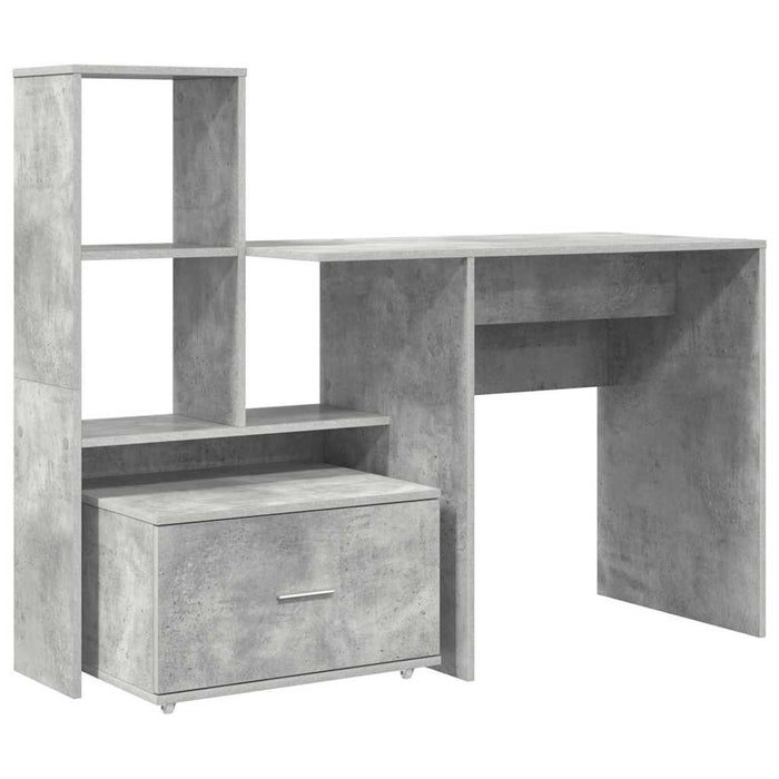 Birou cu sertar Gri beton 131.5 x 50 x 106.5 cm Lemn compozit - WALTI WALTI