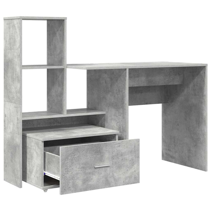 Birou cu sertar Gri beton 131.5 x 50 x 106.5 cm Lemn compozit - WALTI WALTI